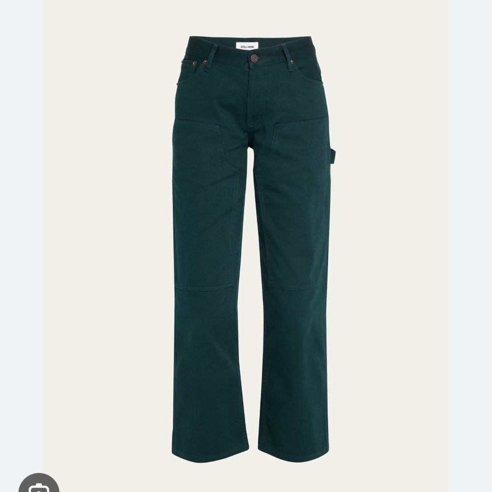 Green Straight Leg Jeans with Relaxed Fit